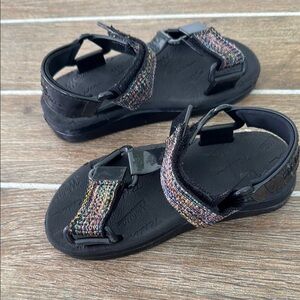 Stylish Black Kids Sandals with Multicolor Straps